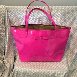 SALE Hot pink patent leather Kate Spade tote bag big tote super cute
